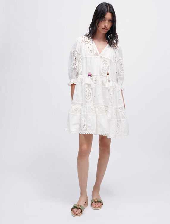 Voile and crochet dress - Dresses - MAJE