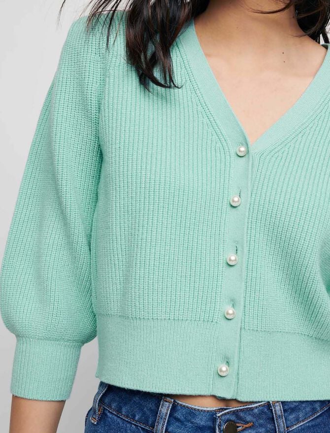 121MISTOU Ribbed cardigan with pearl buttons - Pullovers & Cardigans ...