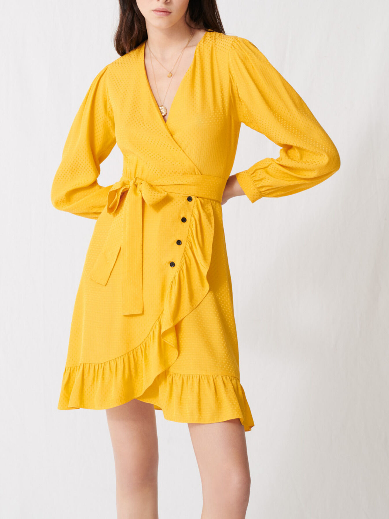 yellow wrap dress