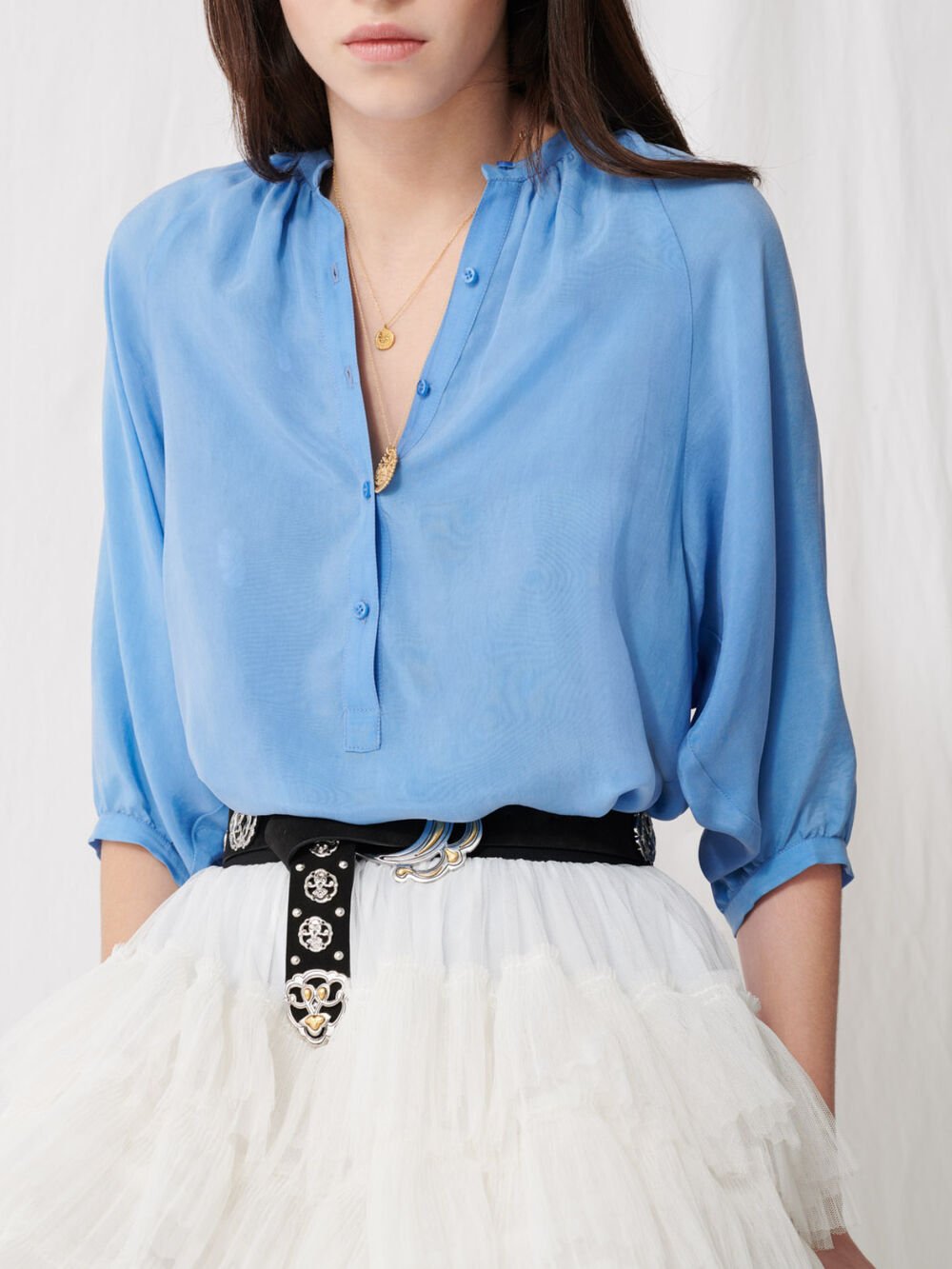 220LUA Buttoned blouse with shirring - Tops & Shirts - Maje.com