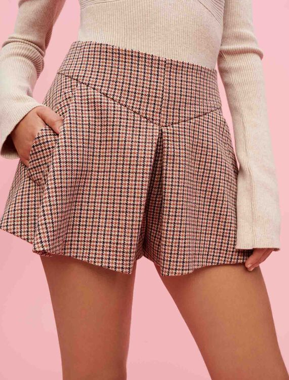 Houndstooth skirt-style shorts - Skirts & Shorts - MAJE