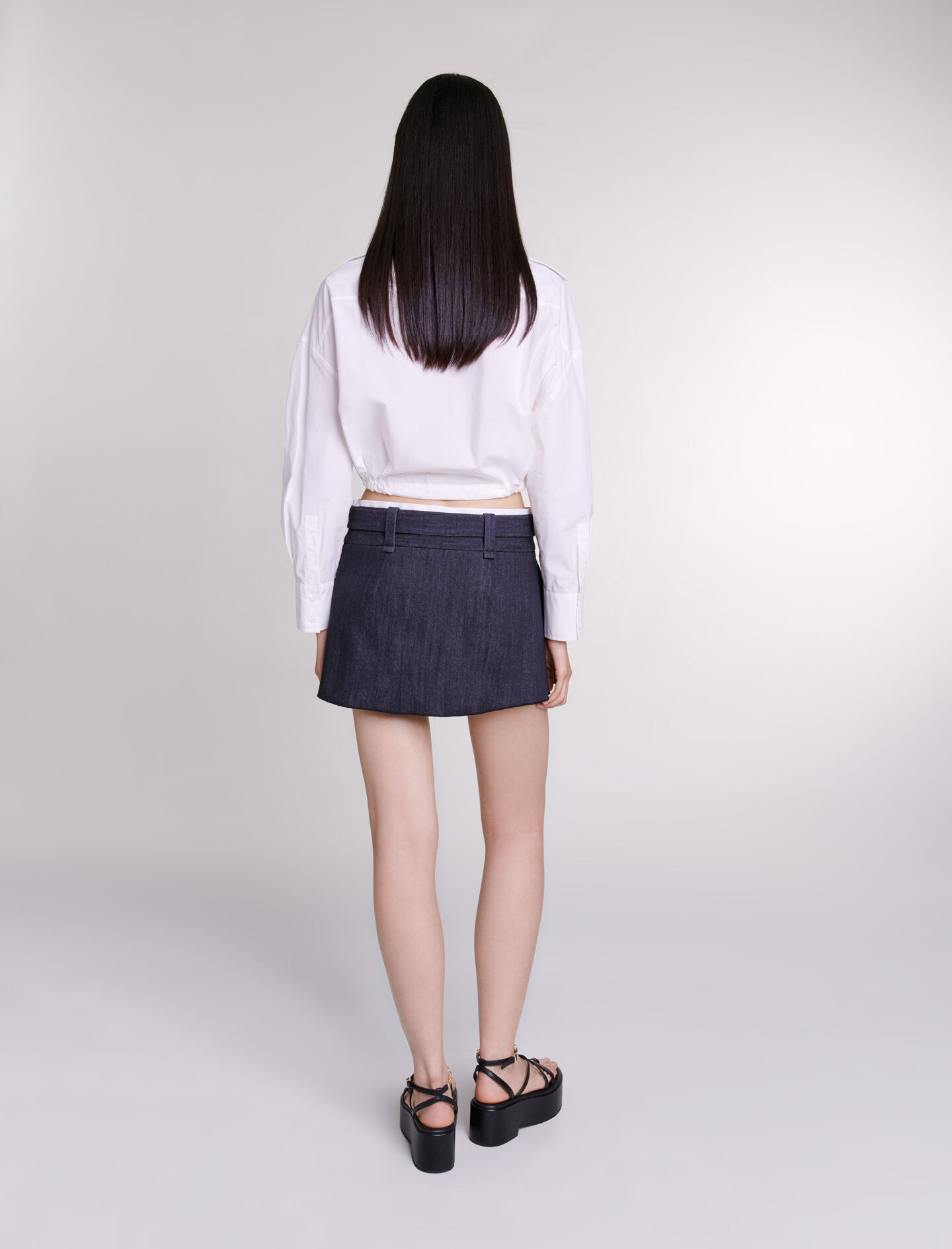 223JINIME Black denim-effect mini skirt - Skirts & Shorts - Maje.com