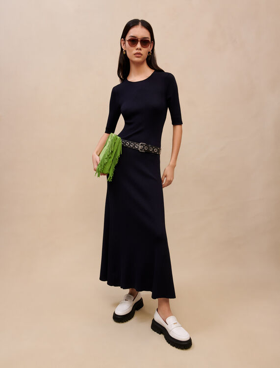 Long cut-out knit dress - Dresses - MAJE