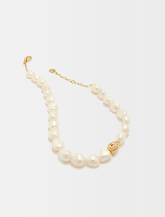 Collier en perles avec détails en métal - Bijoux_Colliers - MAJE