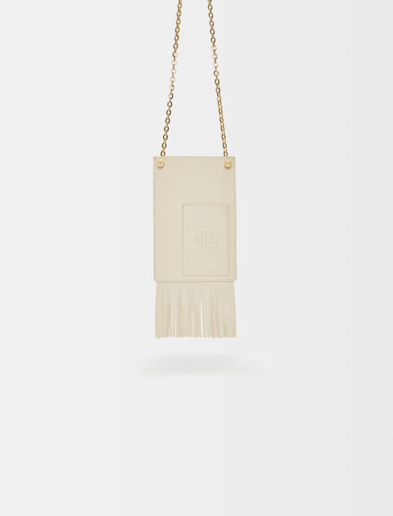 Leather phone bag with fringing - Phone accessories - MAJE