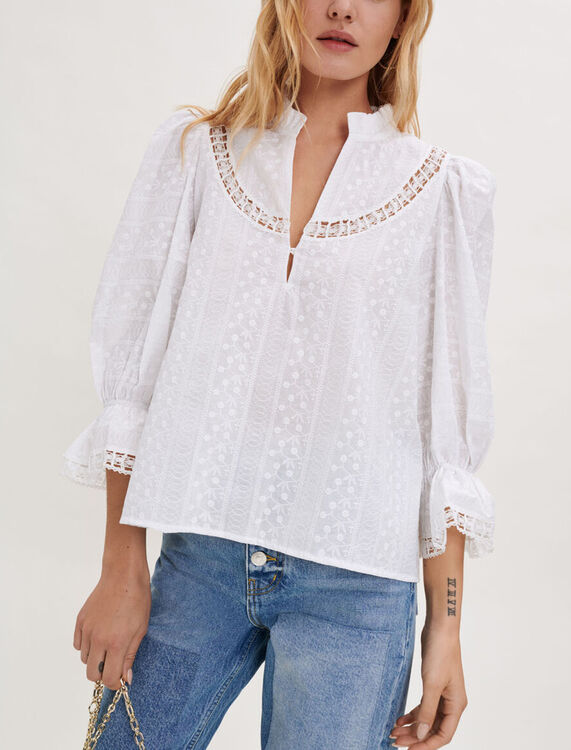 Embroidered cotton blouse - xx - MAJE