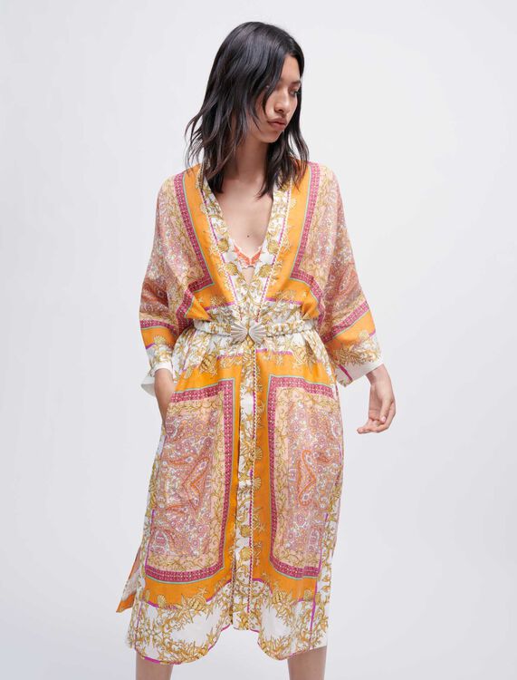 Kimono en lin imprimé foulard - Pap_Vestes-Blousons - MAJE