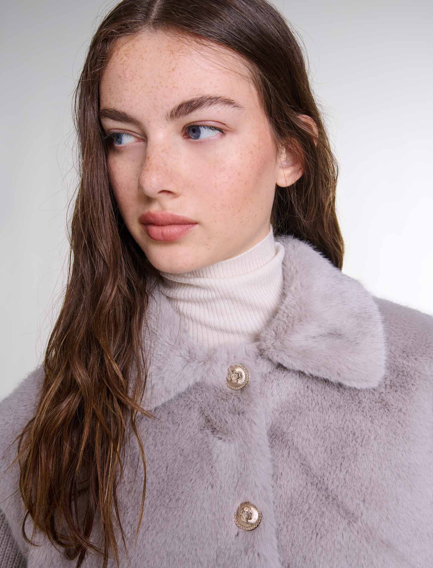 Dual-material faux fur jacket - Jackets | Maje