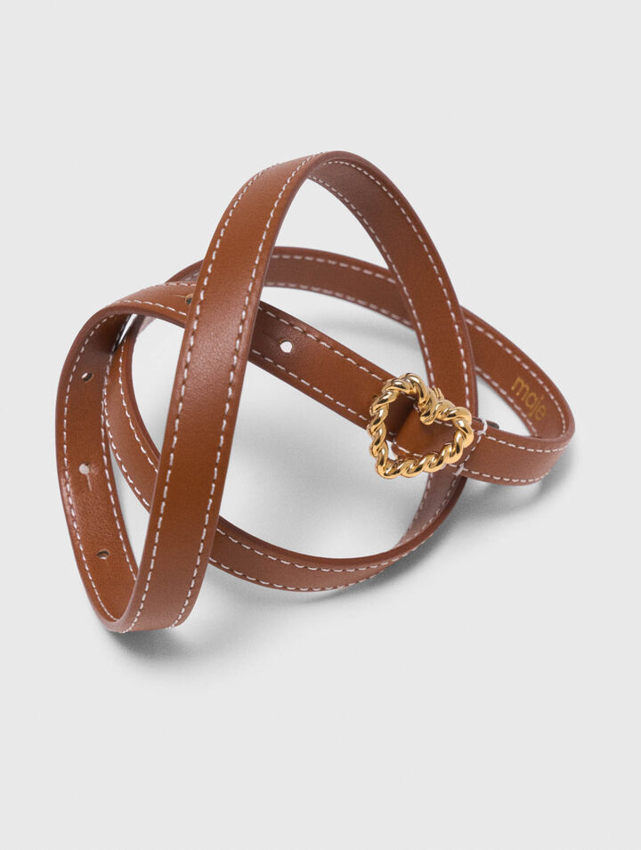 Slim leather heart belt