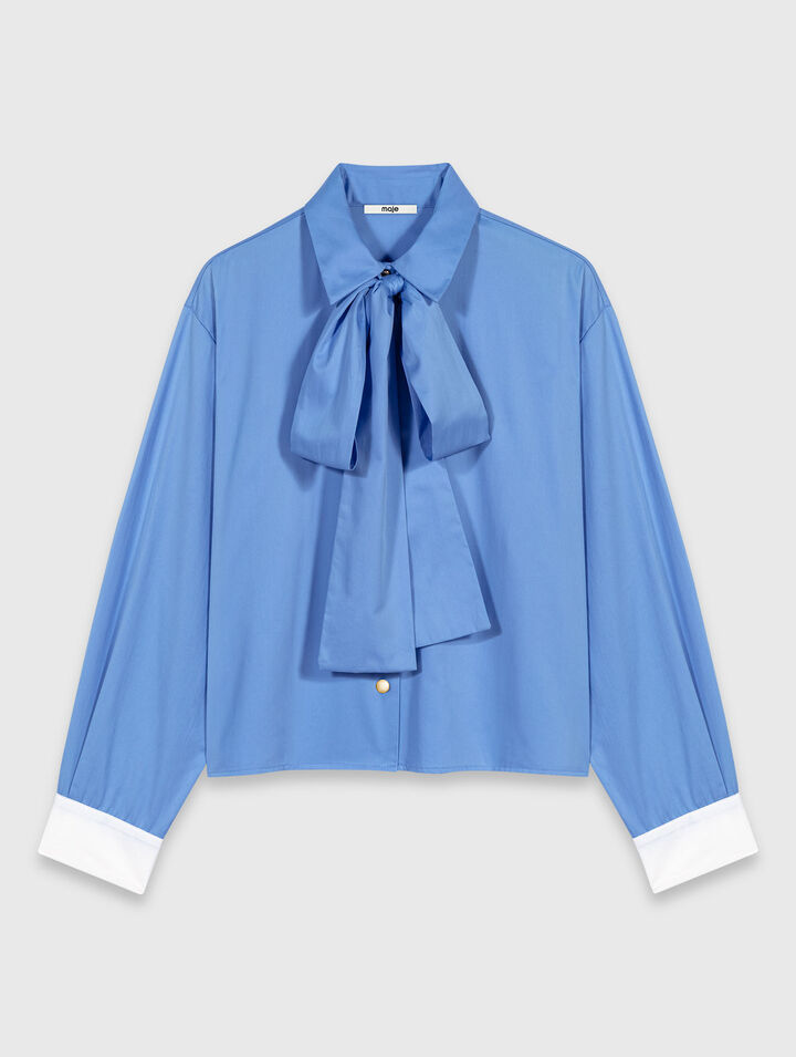 Cotton pussy bow shirt