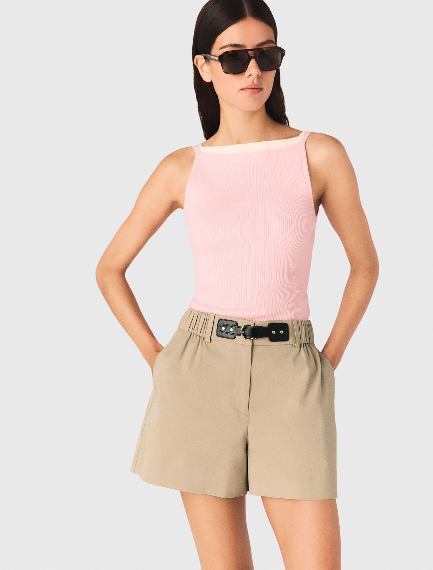 High straight-neck top