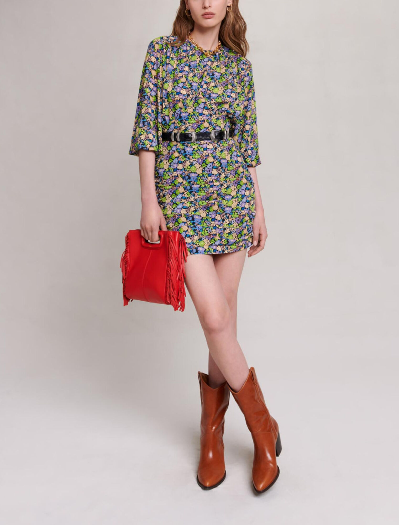 Short dress with floral print
