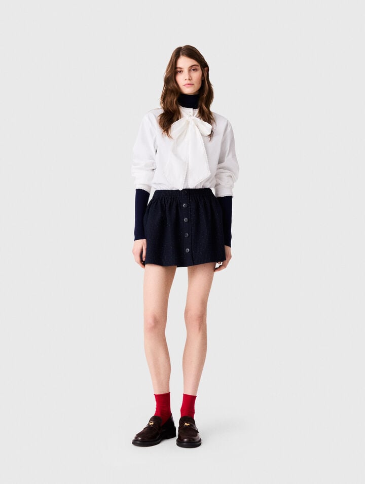 Short tailored rhinestone skirt