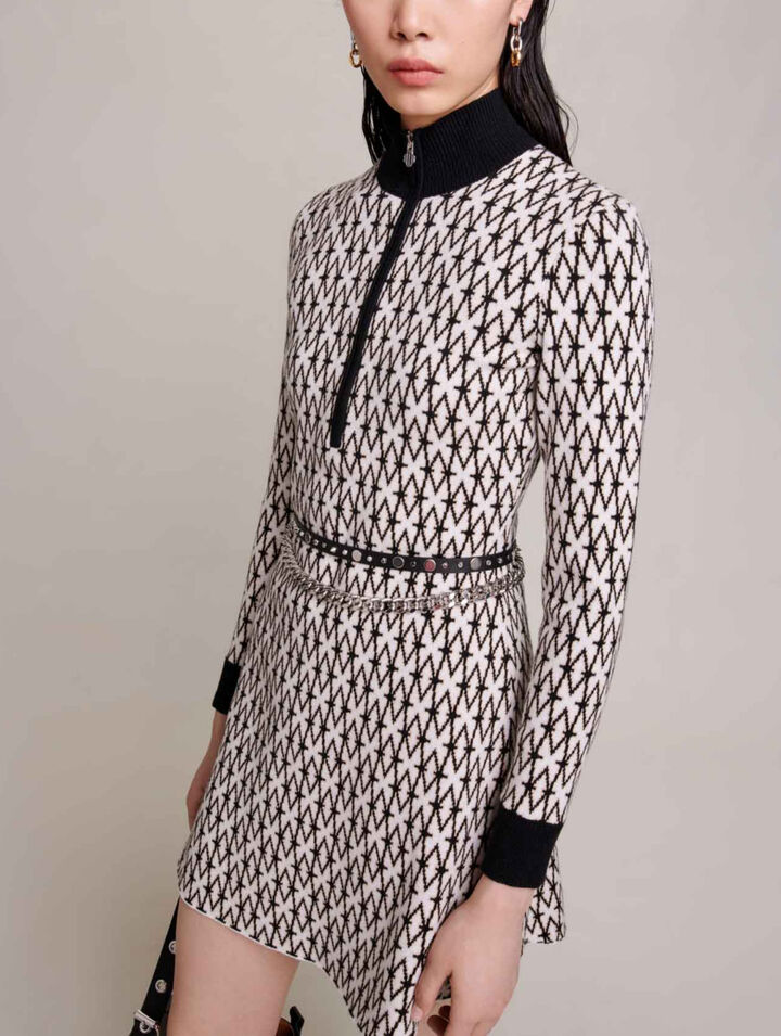 Short jacquard monogrammed dress