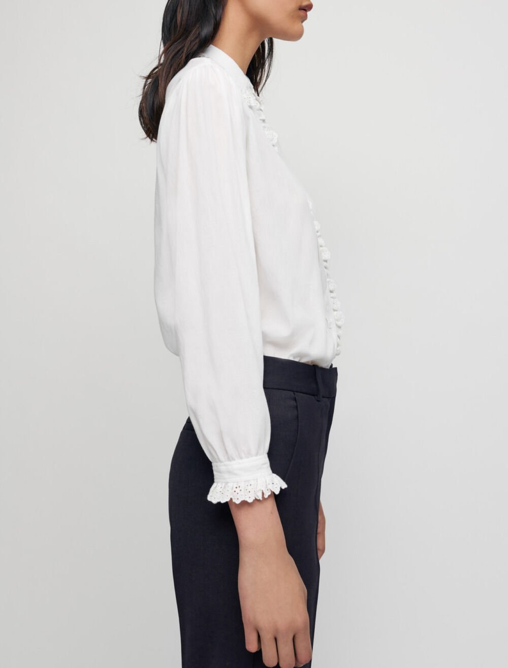 Voile shirt with Peter Pan collar White for Women | Maje