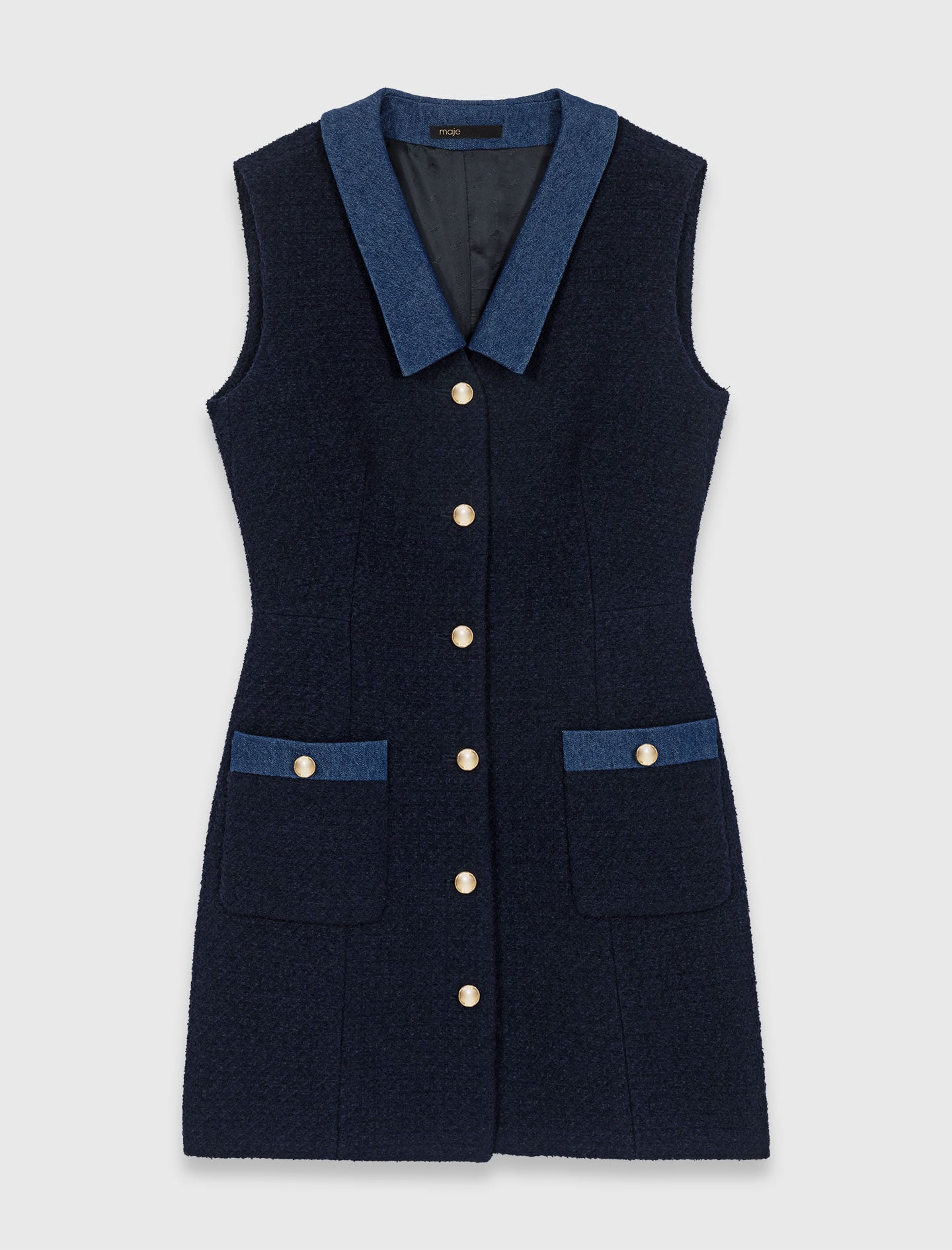 Tweed dress with denim details 7