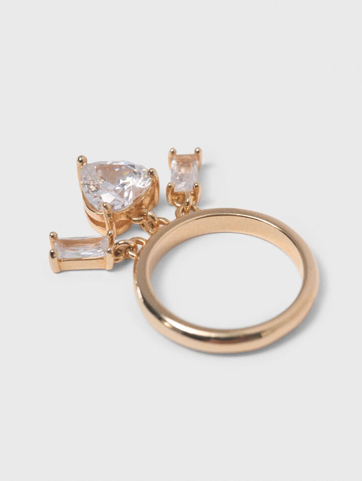 Rhinestone-jewelled gold-tone ring