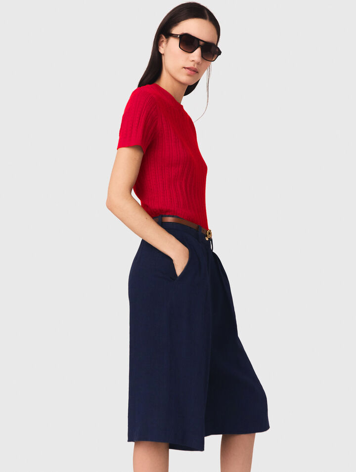 Linen-blend Bermuda shorts