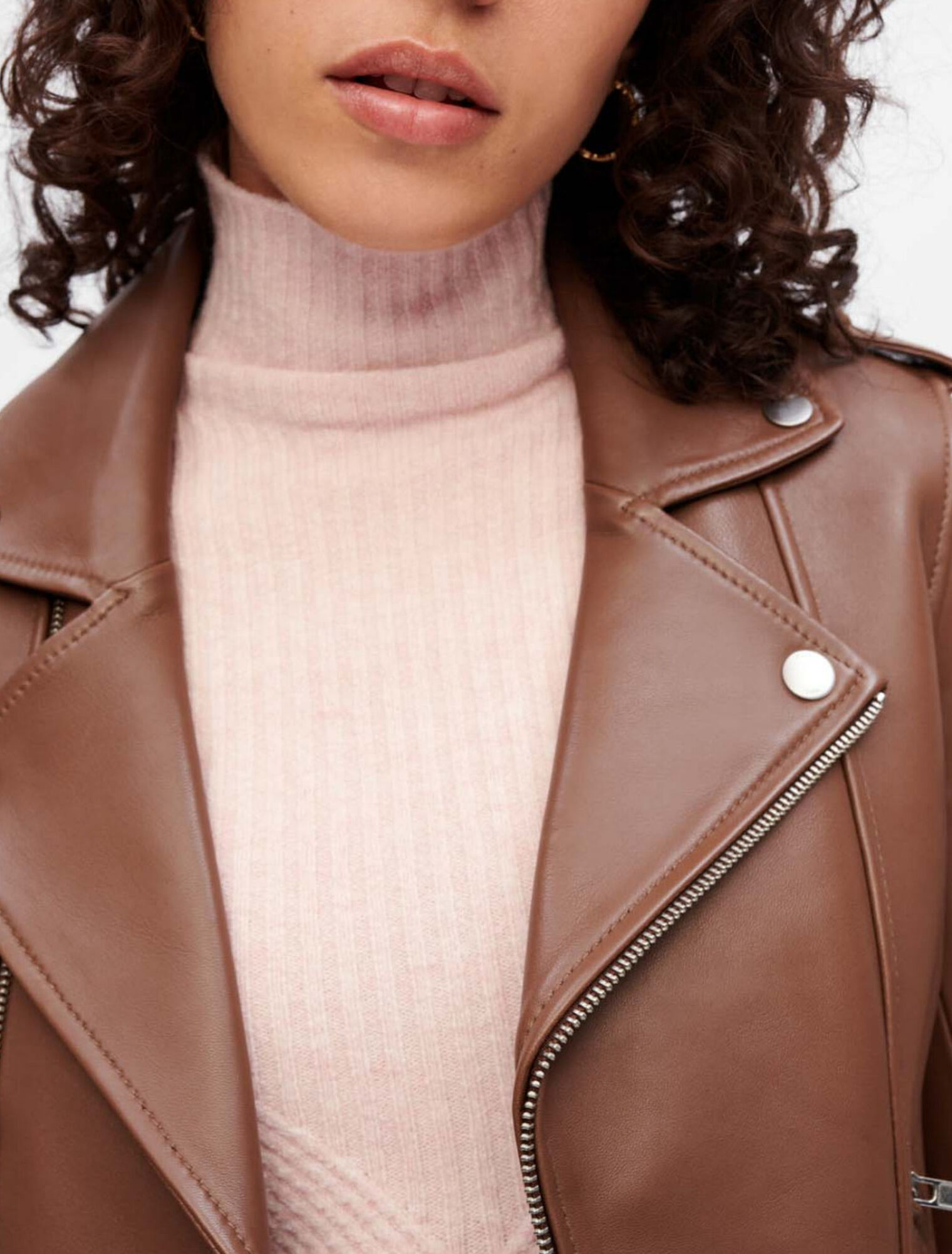 Biker-style jacket in camel leather