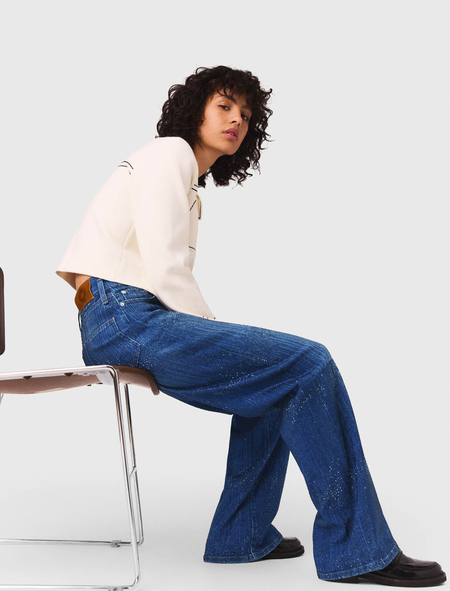Rhinestone jeans Blue for Women | Maje