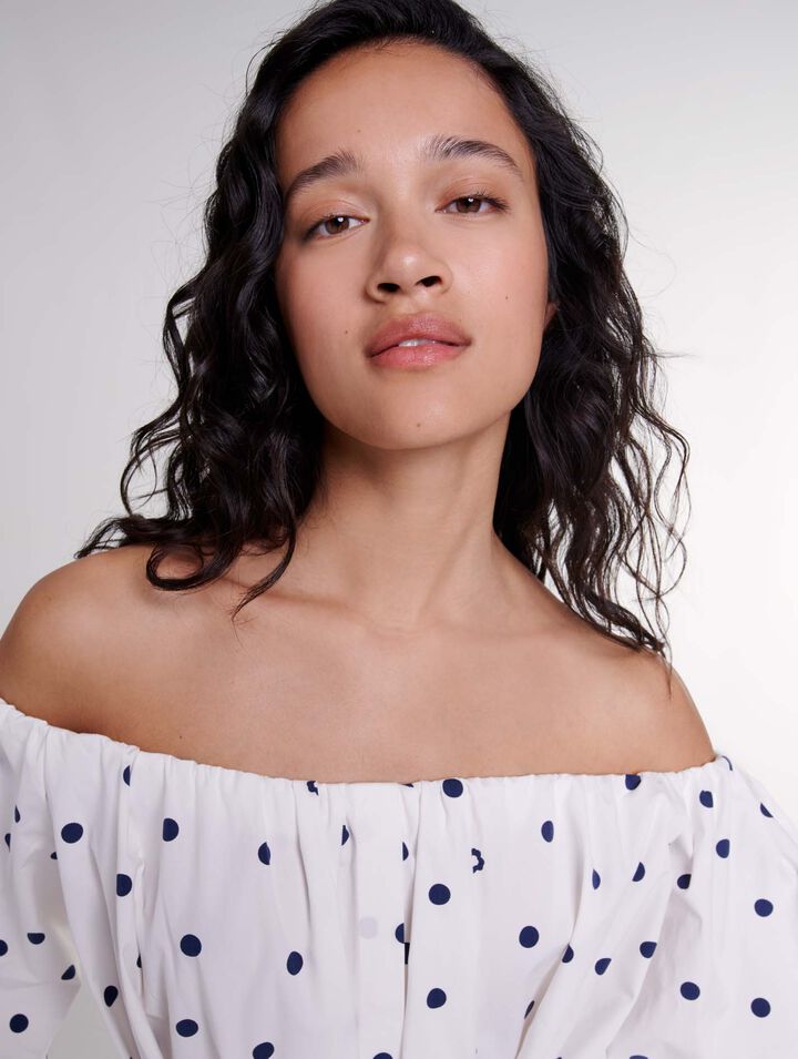 Shirt dress with bardot neckline 