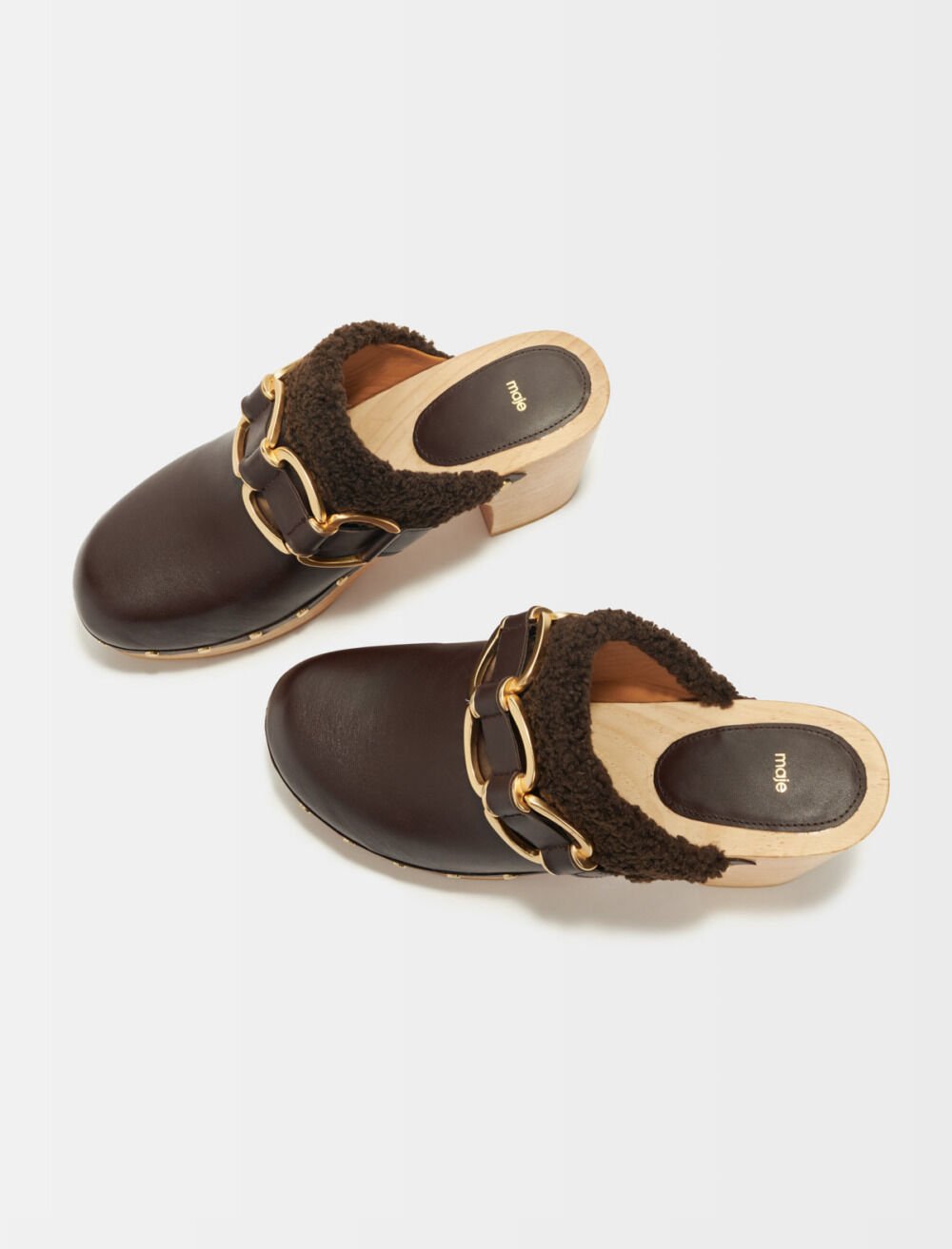 Clogs with chain-finish heels Purple for Women | Maje