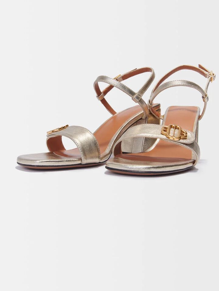 Metallic leather sandals