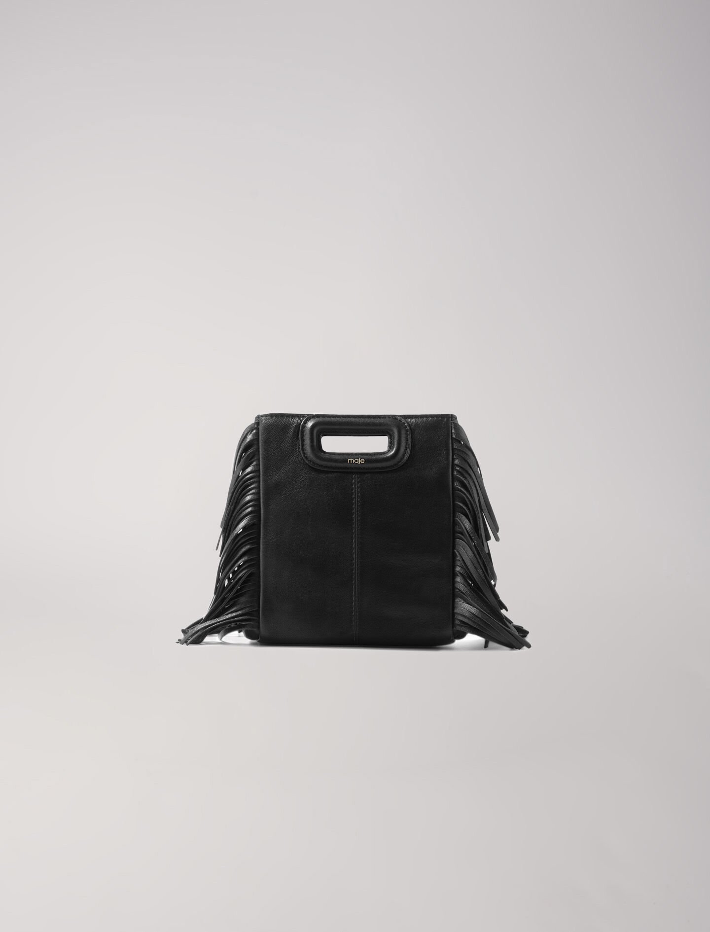 Maje M studded fringed tote bag - Black