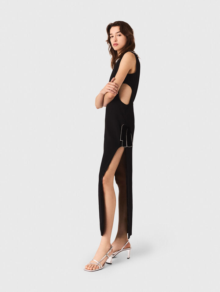 Jewel-collar maxi dress