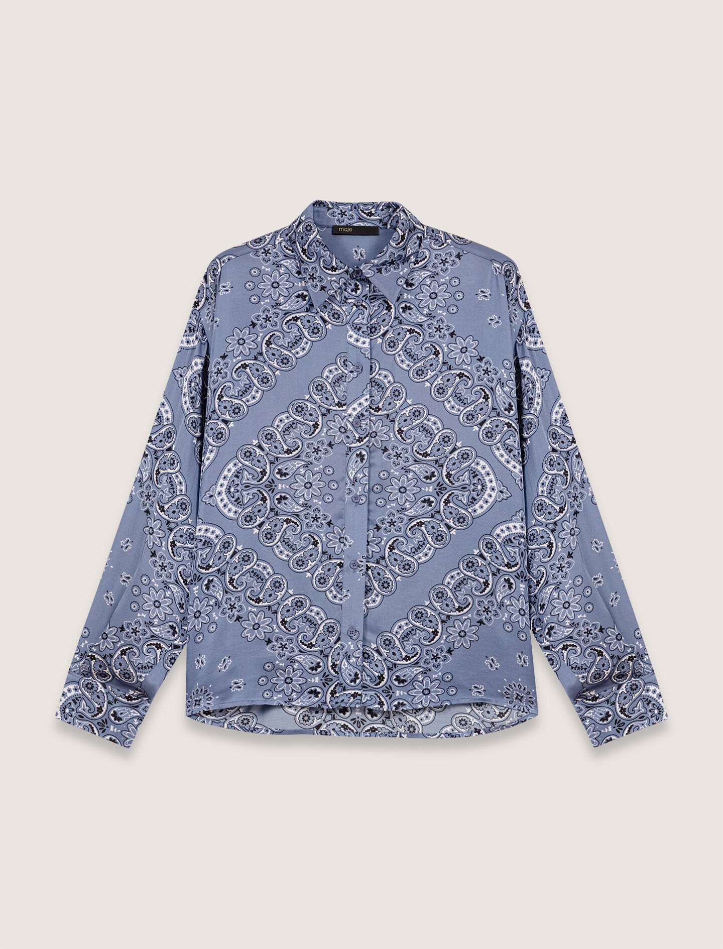 Flowing printed shirt Blue for Women | Maje