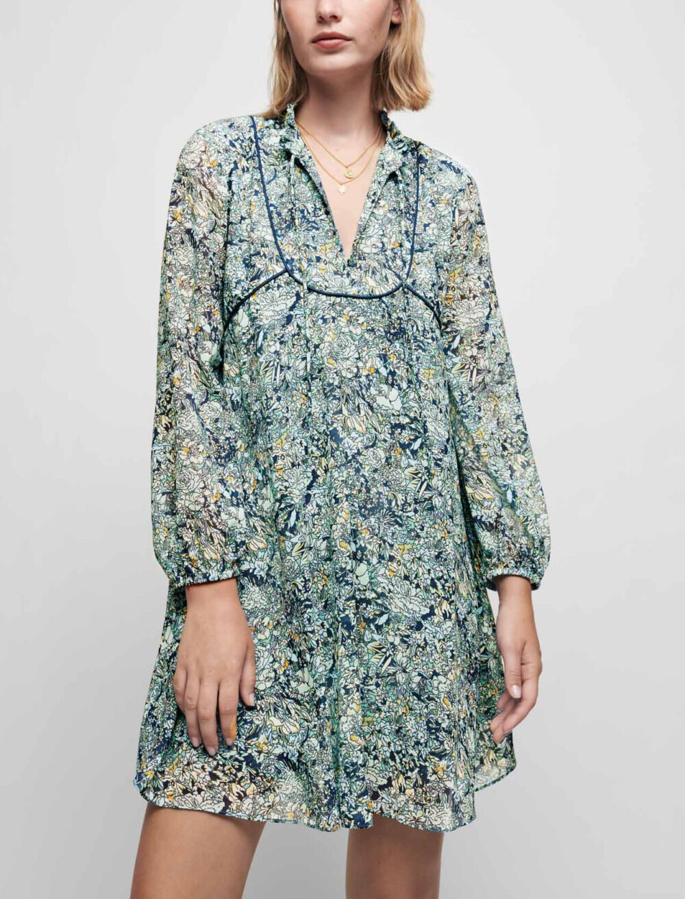Maje embroidered chiffon dress outlet