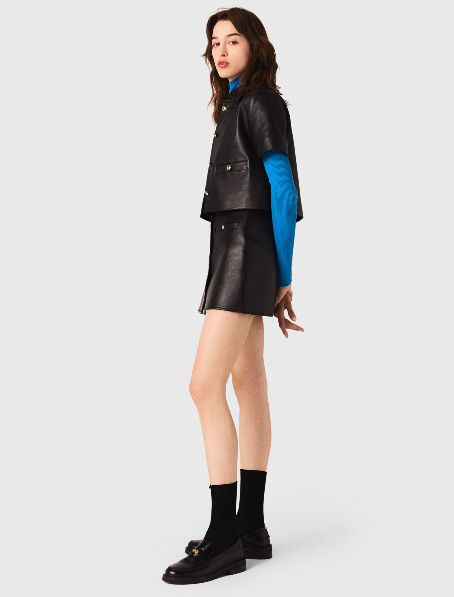 Cropped leather jacket
