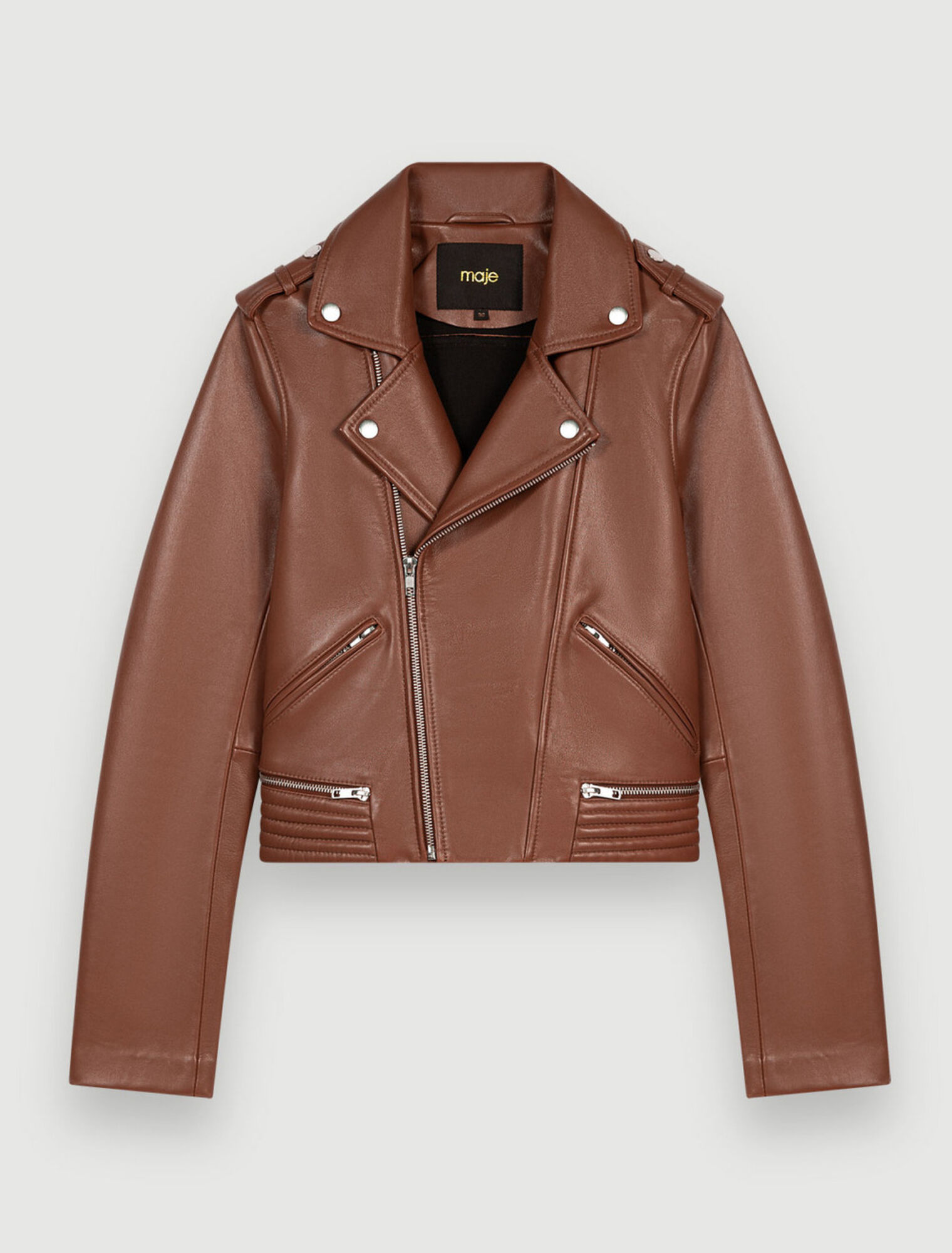 Biker-style jacket in camel leather