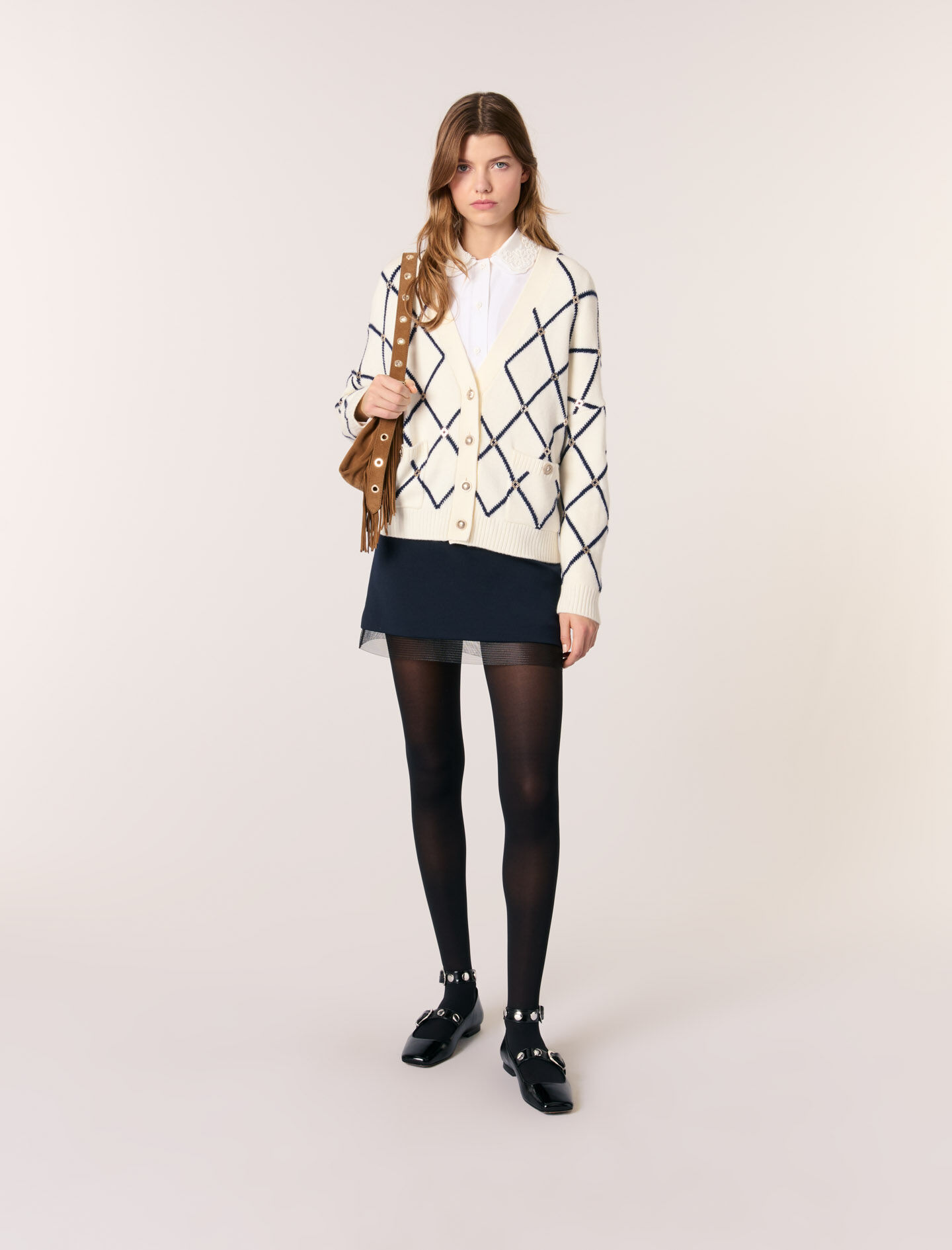 Maje white cardigan top