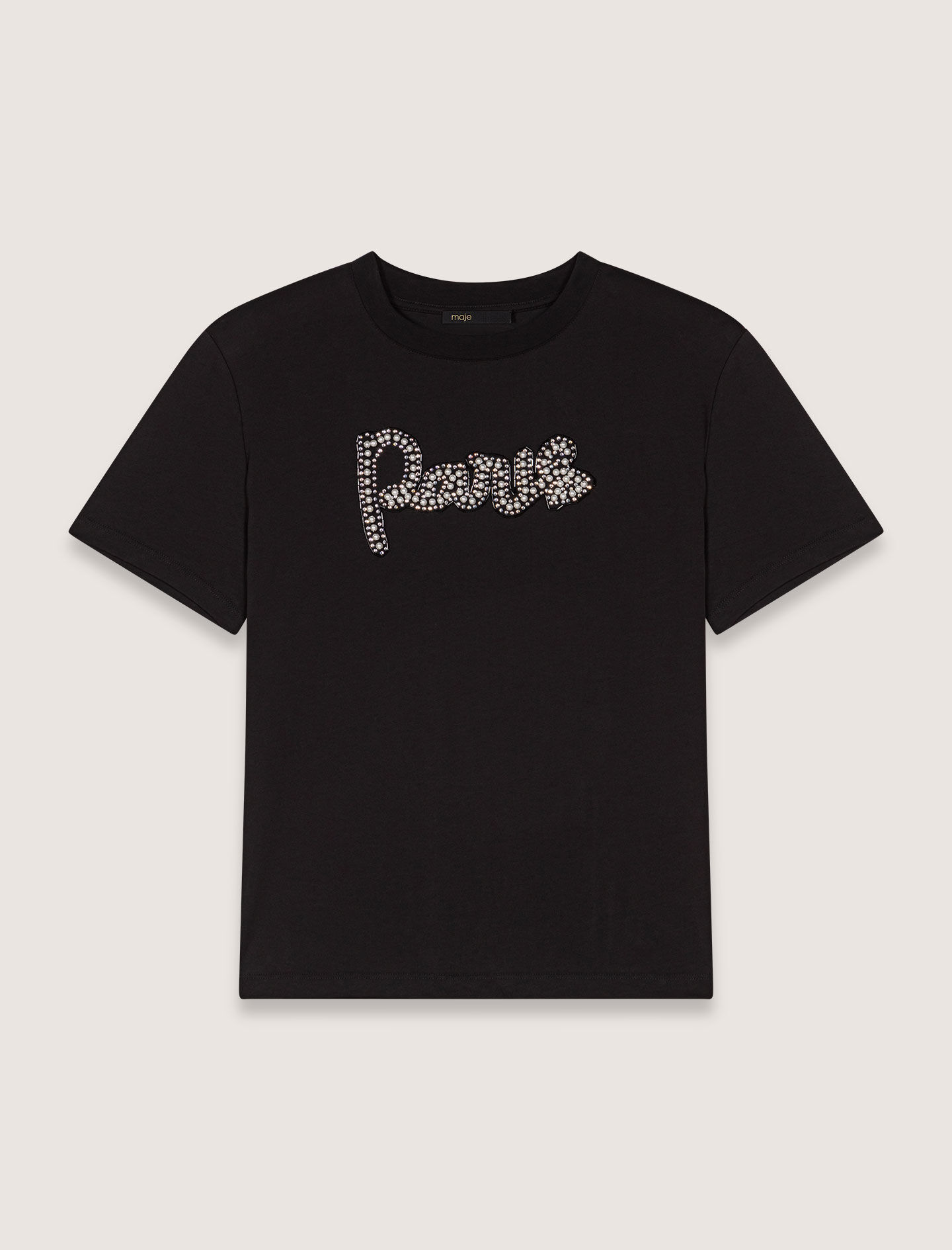maje Paris Tシャツ T-shirt with embroidered Paris logo White For Women | Maje