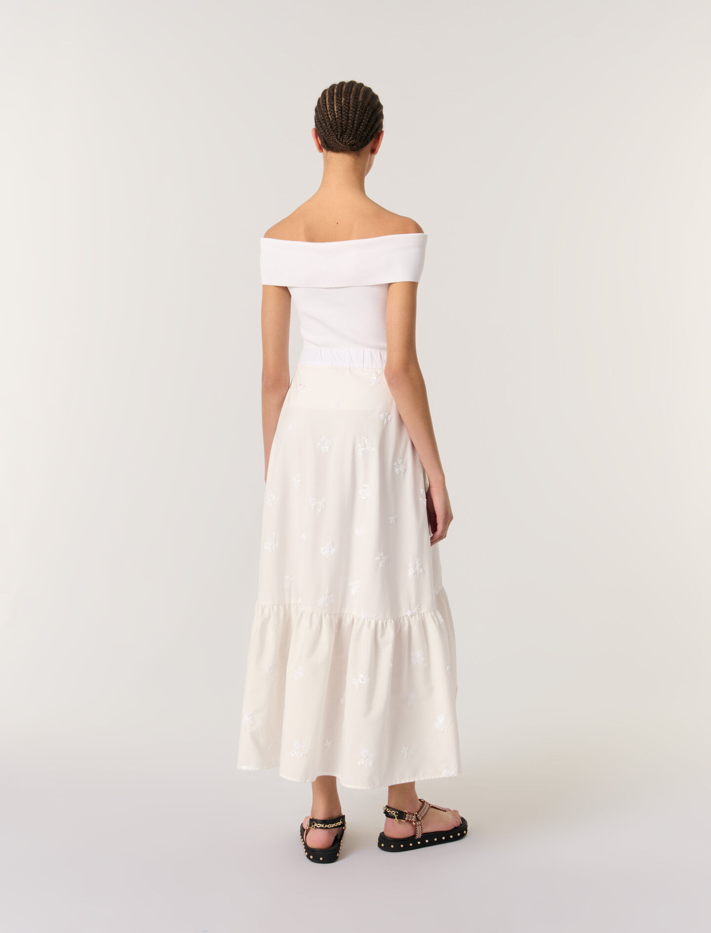 Long embroidered skirt White for Women | Maje