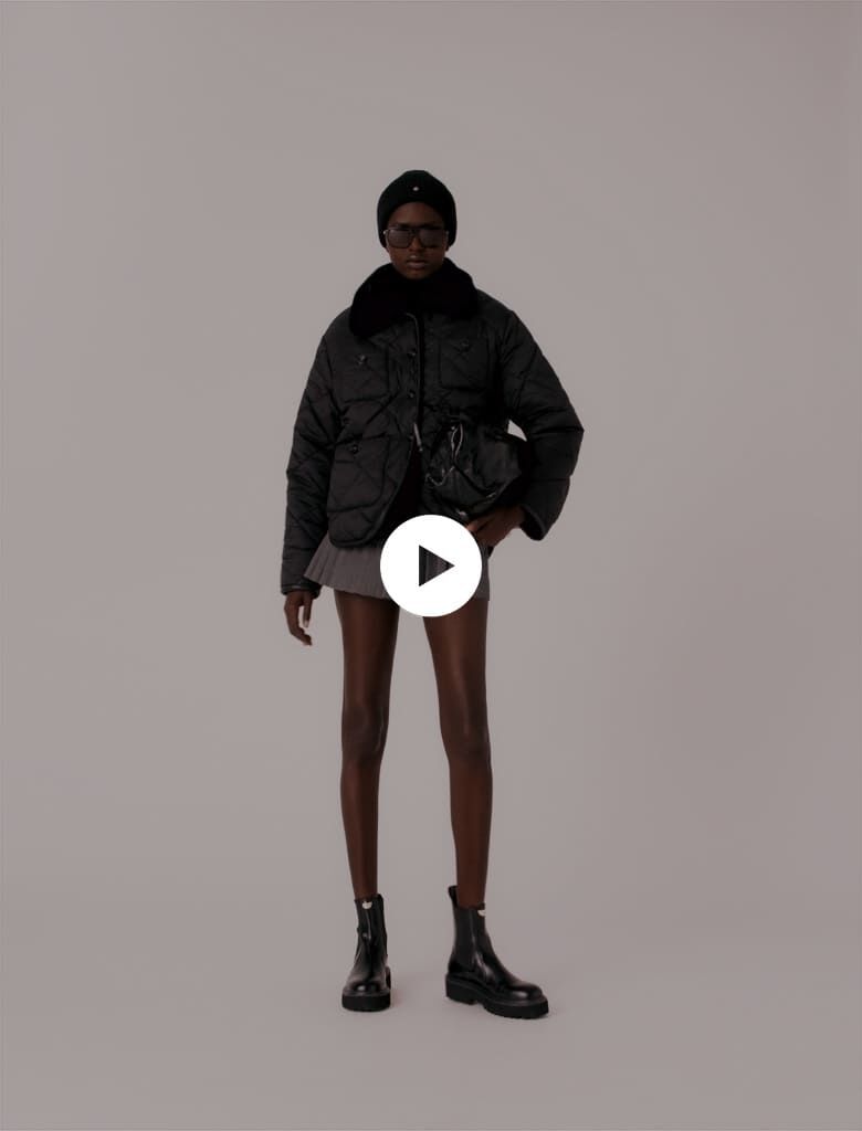 Reversible sequin puffer jacket Black / Gray for Women | Maje