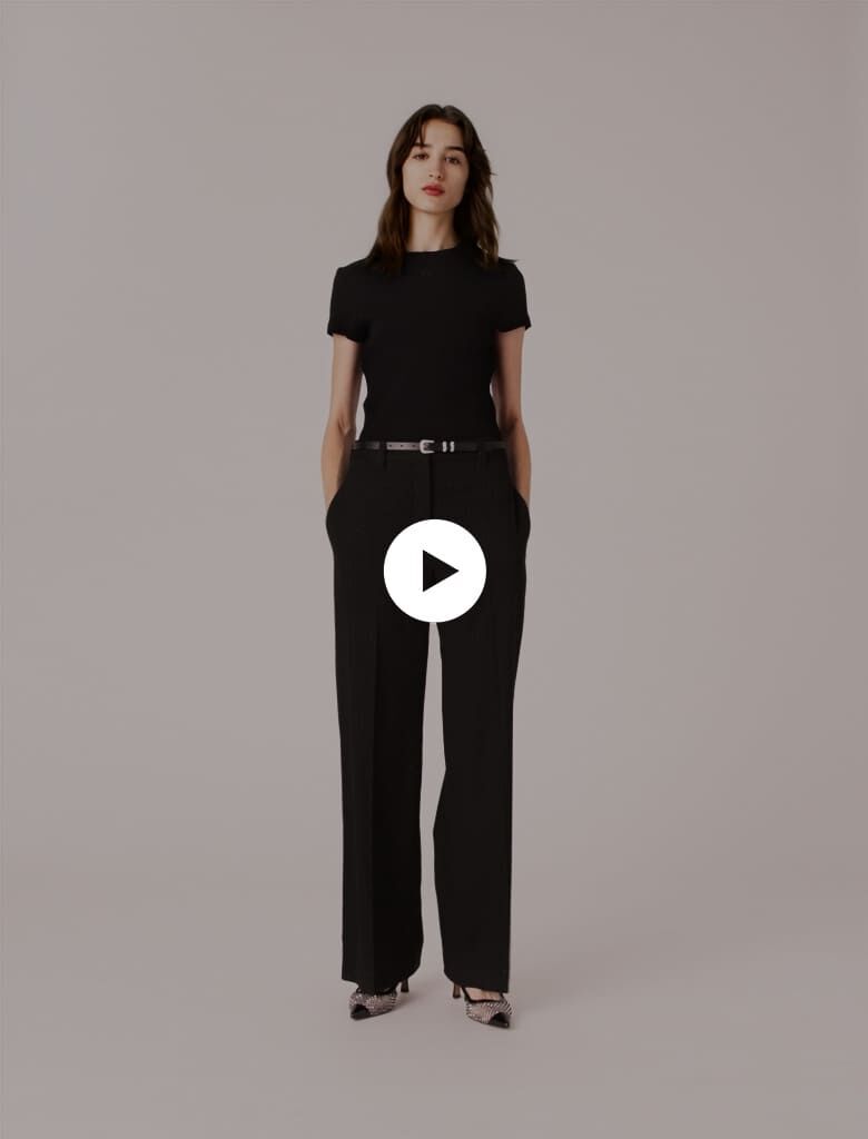 Rhinestone suit trousers Black / Gray for Women | Maje