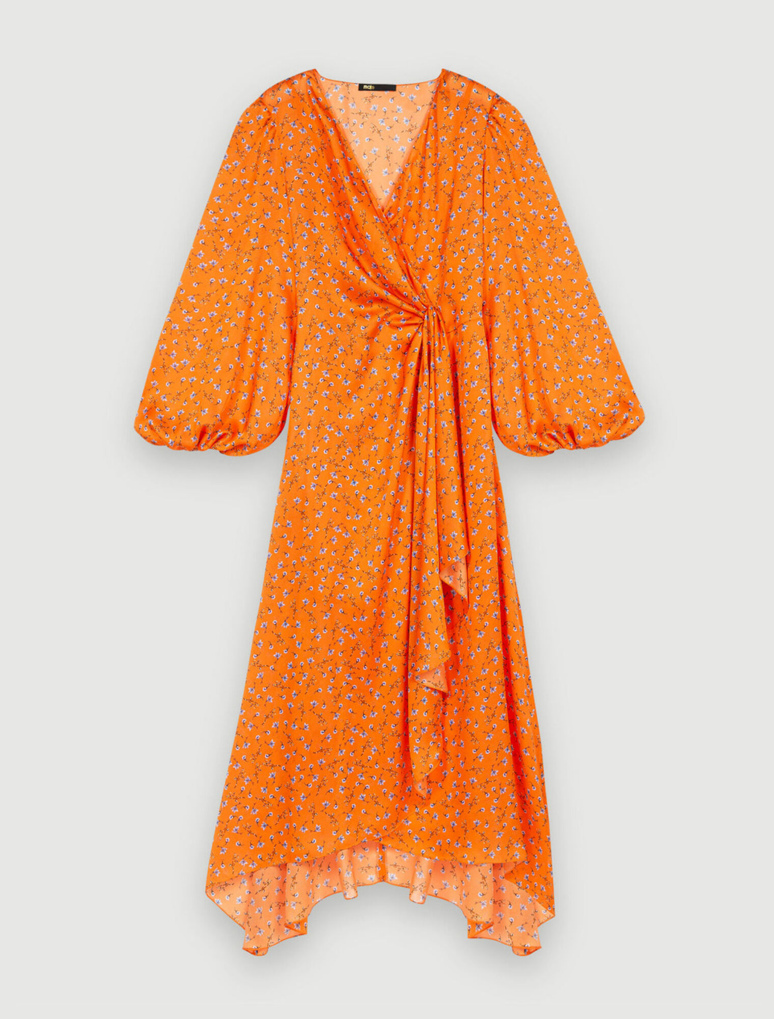 Floral-print satin dress