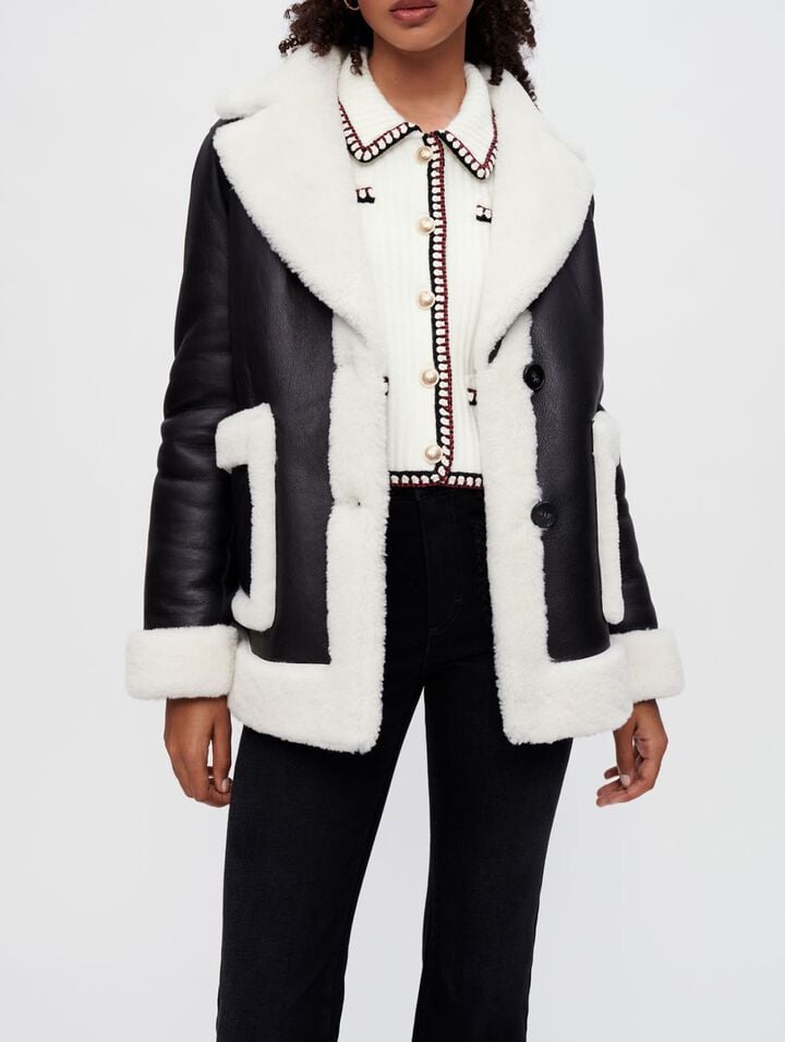 Two-tone shearling coat