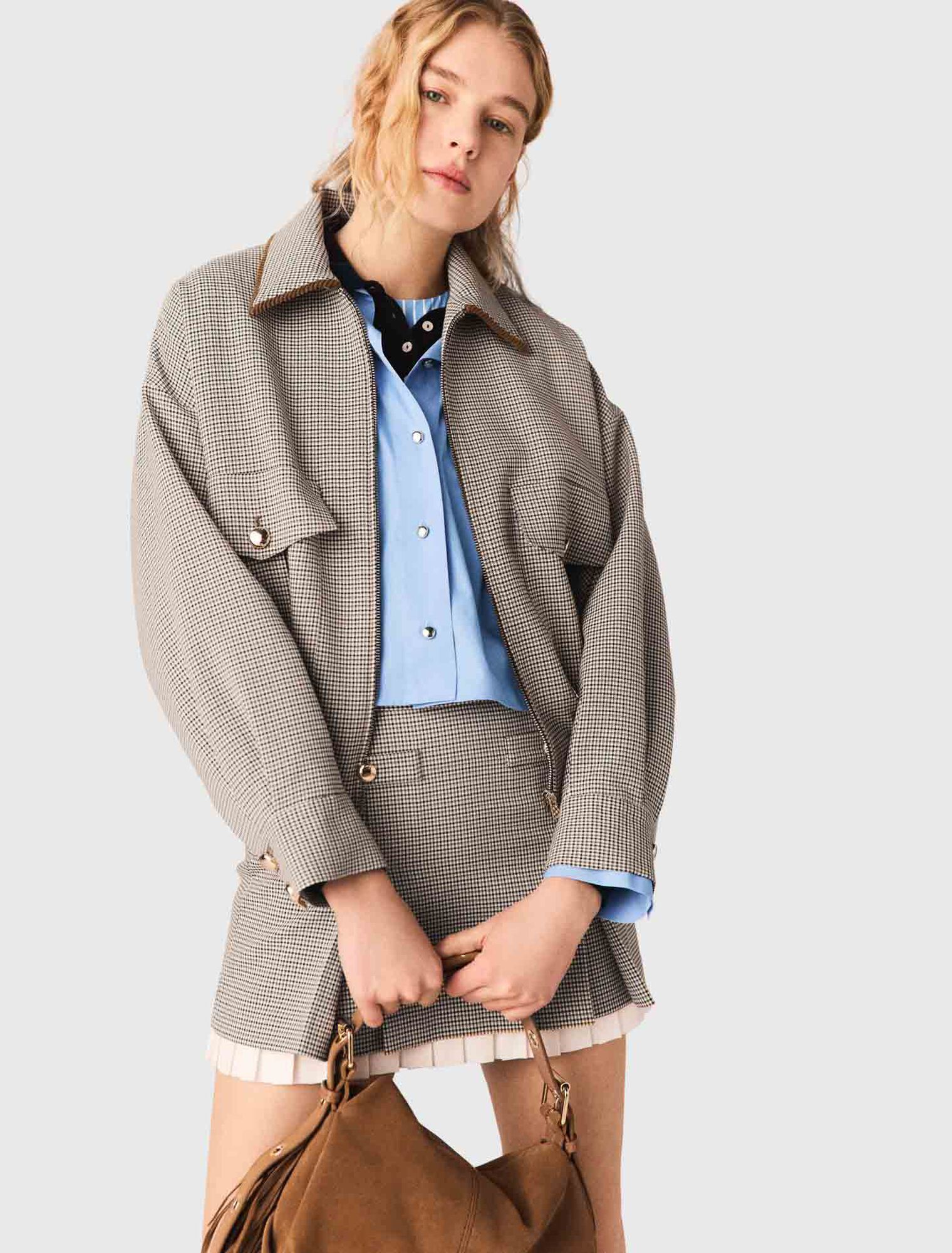 Checked bomber jacket