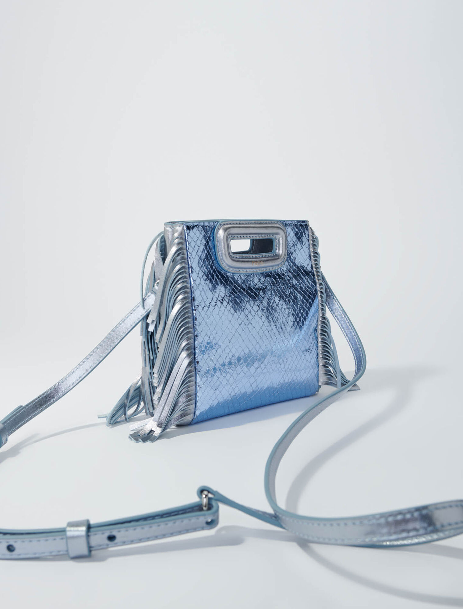 Metallic mock croc mini M bag