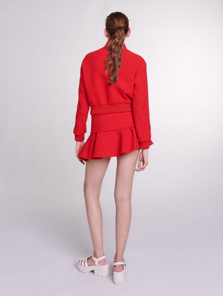 Asymmetrical tweed miniskirt