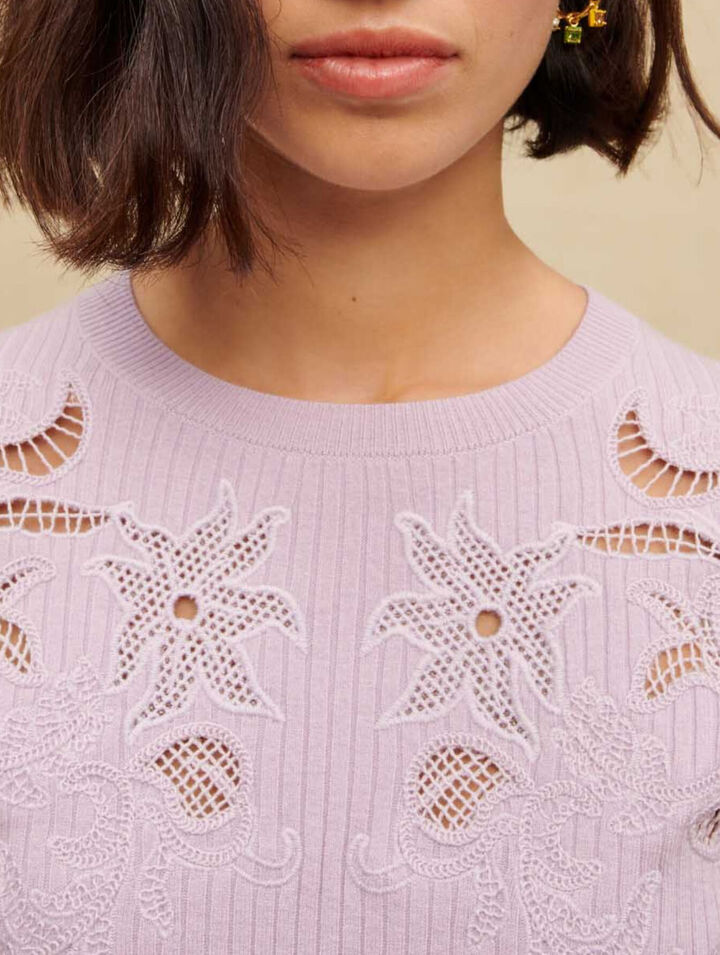 Jumper with openwork motifs