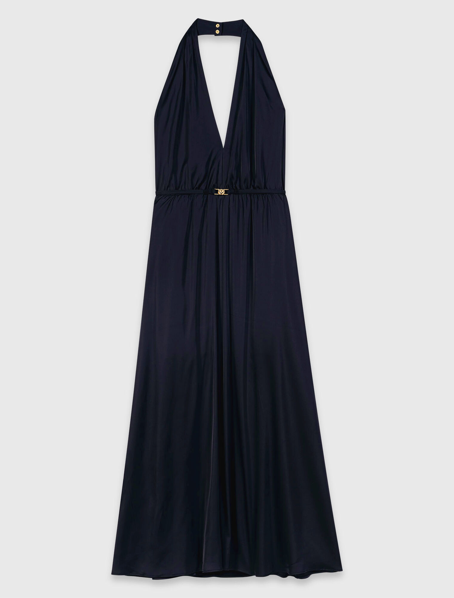 Backless pleated maxi dress