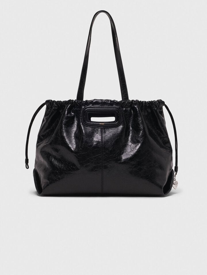 Crackled leather M Tote bag