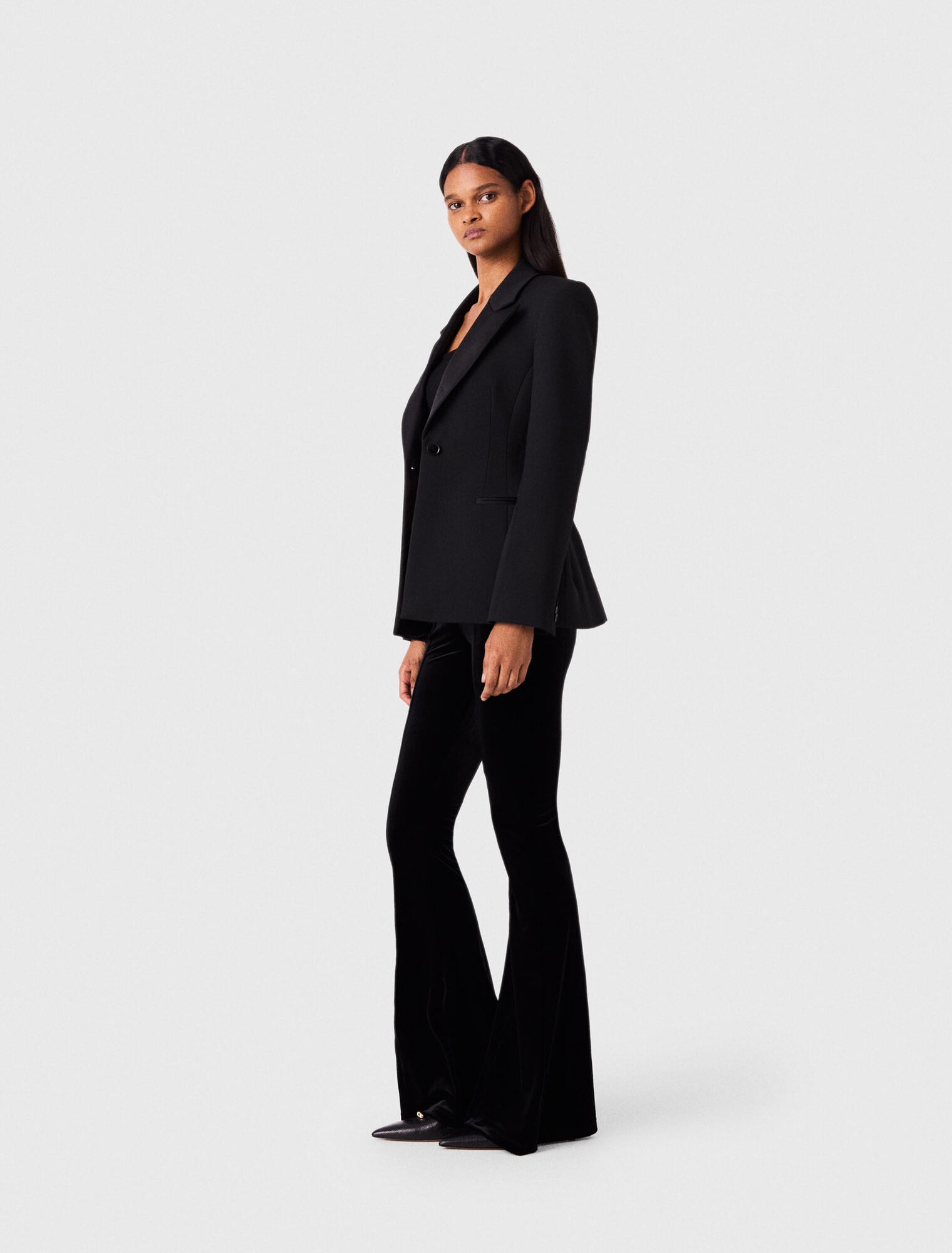 Stretch velour trousers