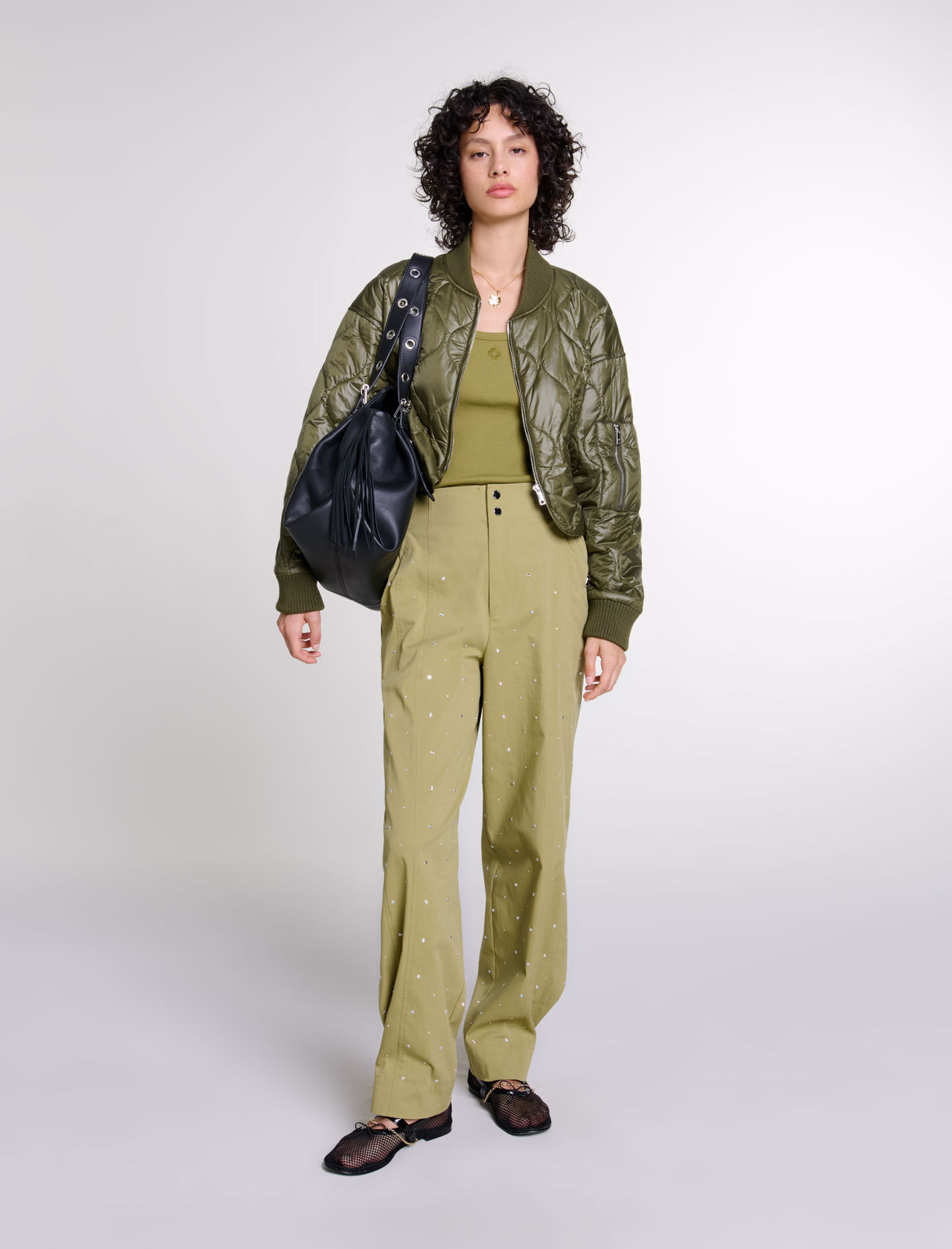 Studded baggy trousers - Trousers & Jeans | Maje