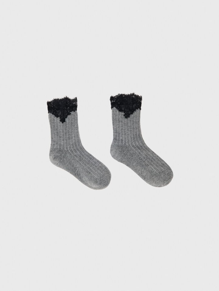 Cotton and lace socks