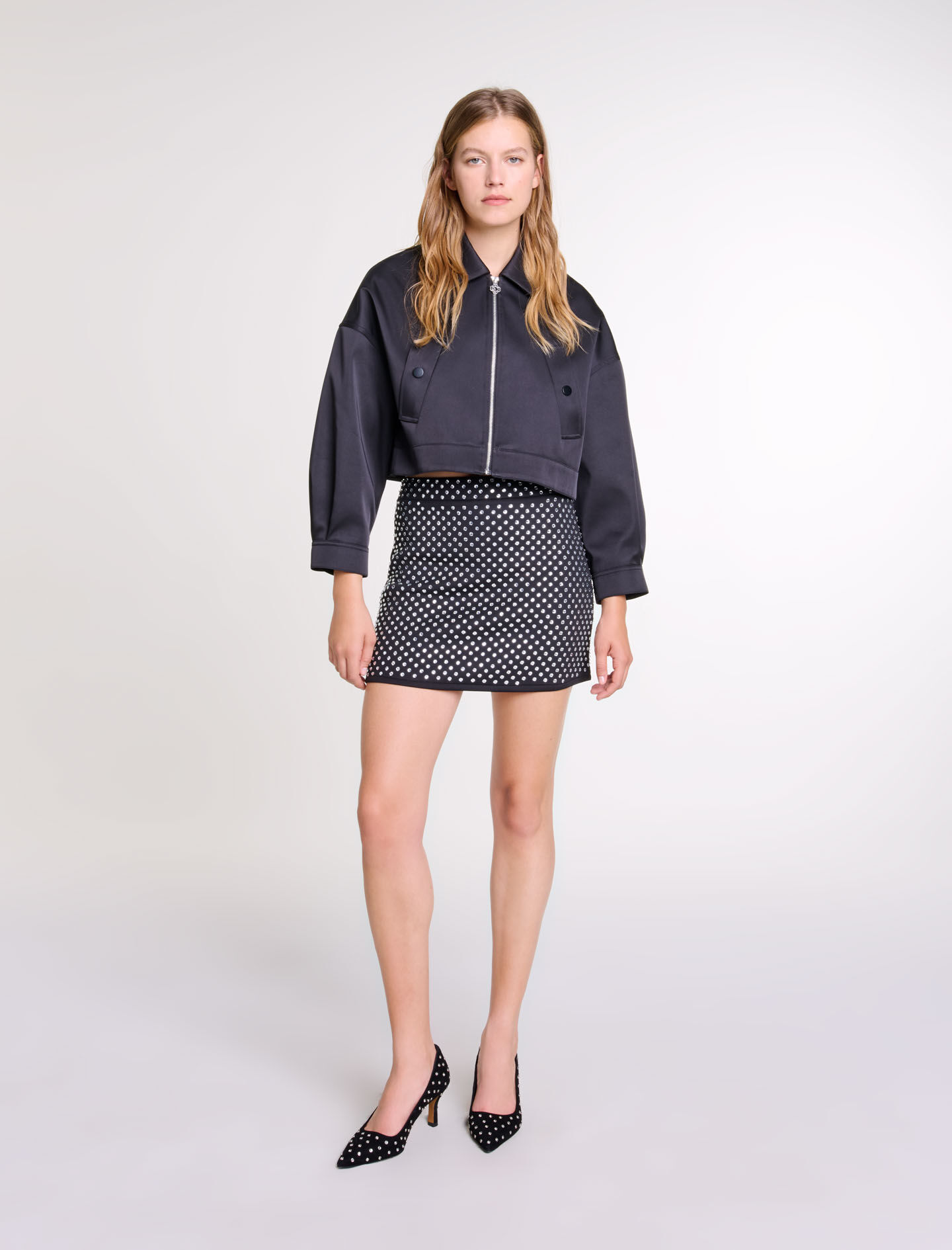 Short skirt with rhinestones - Mini skirts | Maje